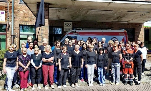 Protest pracowników Szpitala Powiatowego w Strzelcach Opolskich